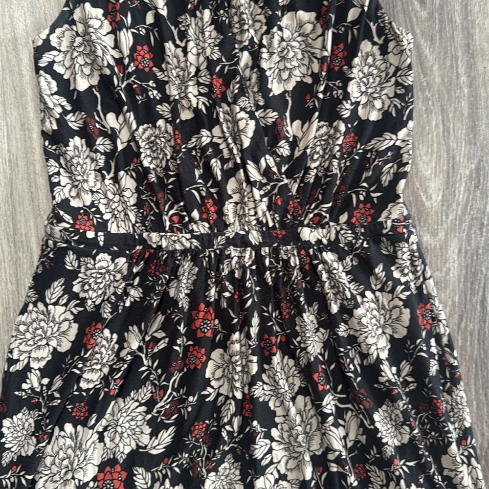 Garnet Hill Black and Tan Sleeveless Maxi Sundress Cutout floral - Picture 4 of 6